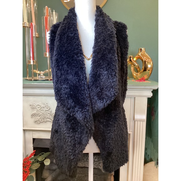 Calvin Klein Womens Black Faux Fur Vest Size Large - Picture 1 of 4